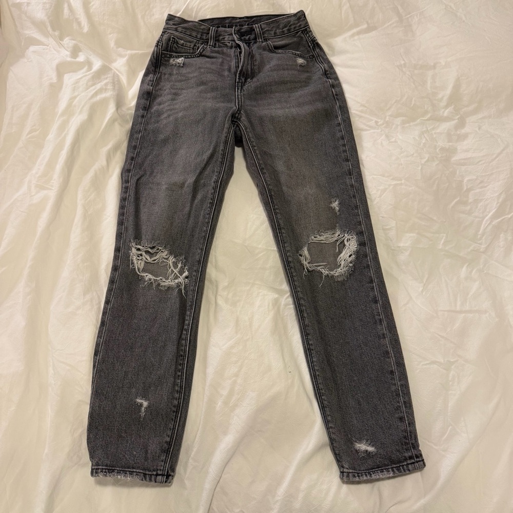 American Age Charcoal Black Distressed Boyfriend Jeans